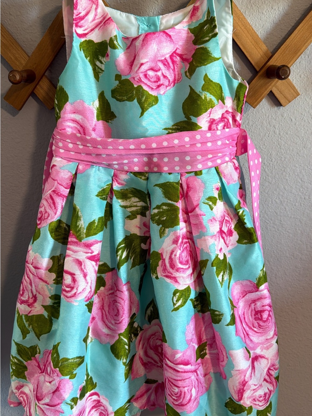 Girls Floral Party Dress in Pink & Aqua